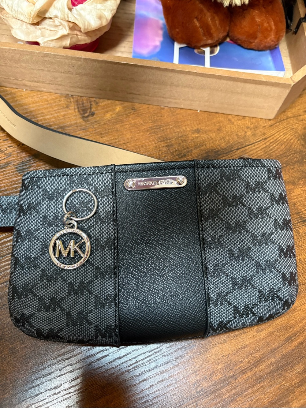 Michael Kors Black & Gray Signature Canvas Belt Bag